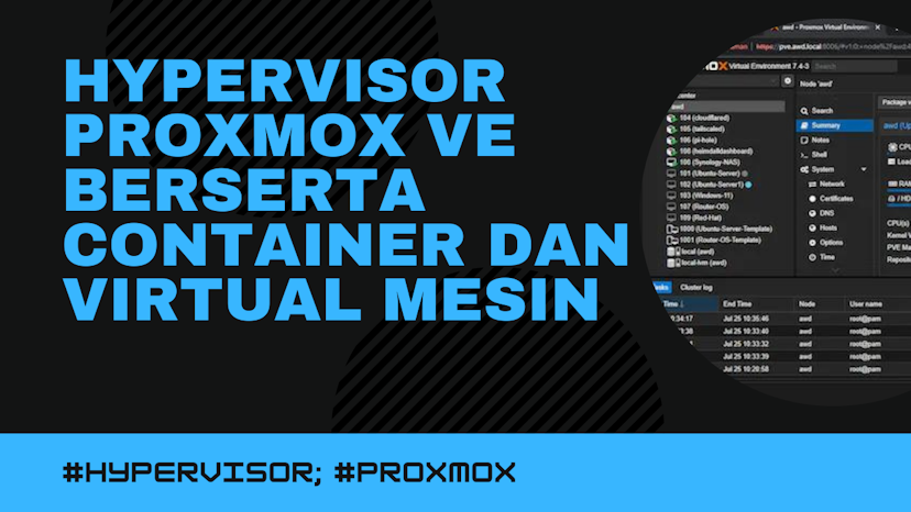 Hypervisor Proxmox VE berserta Container dan Virtual Mesin yang saya gunakan